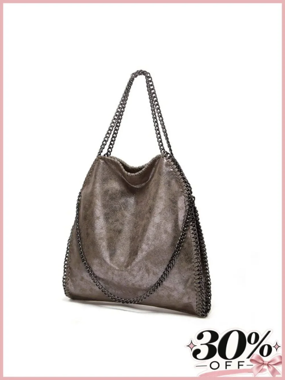 Faux Leather Hobo Bag Chain Strap Crossbody Shoulder Handbag